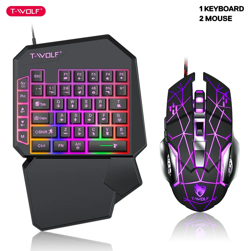 Gaming Hand Accessories - T-WOLF Tf900 One-Handed Keyboard Troon Set