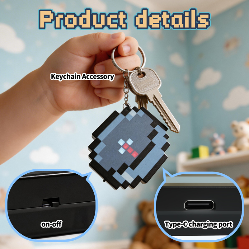 Gaming Accessories For 11 Year Old Boy - 2026 NIEUW Oplaadbaar Pixel Kompas Sleutelhanger