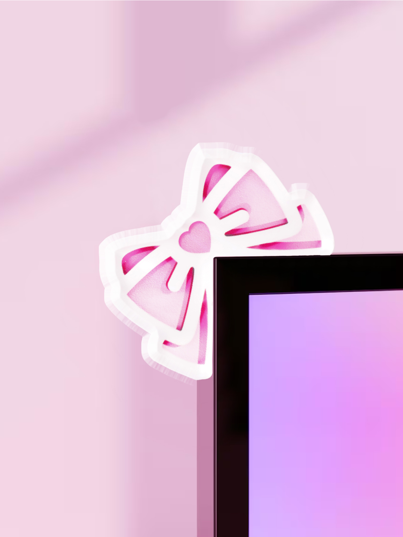 Gaming Accessories Pc Setup - Kawaii Bow Monitor Decor Roze Acryl